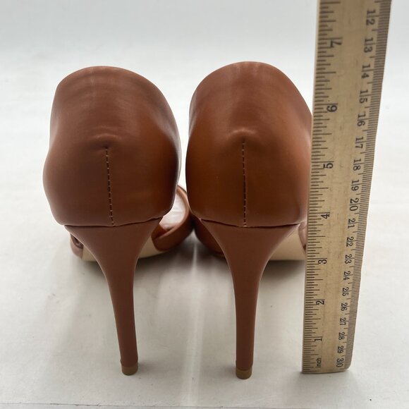 Pazzion Brown Open Almond Toe High Heeled D'Orsay Slip On Stiletto Heel Pumps - Picture 5 of 8